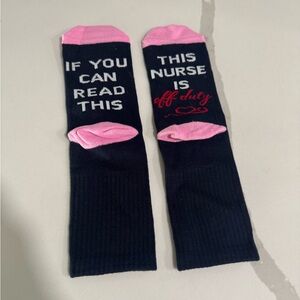 Black and Pink Nurse Off Duty Socks